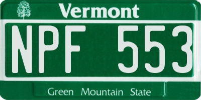 VT license plate NPF553