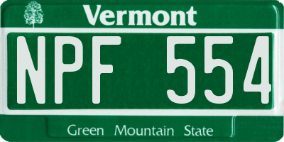 VT license plate NPF554