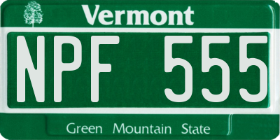 VT license plate NPF555