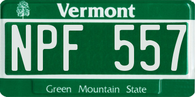 VT license plate NPF557