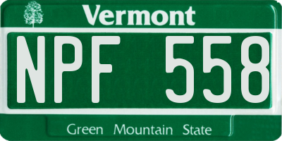 VT license plate NPF558