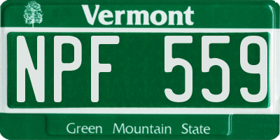 VT license plate NPF559