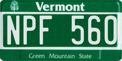 VT license plate NPF560