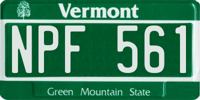VT license plate NPF561