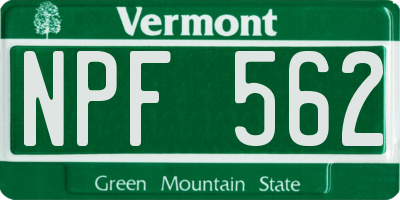 VT license plate NPF562