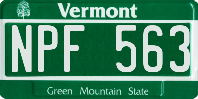 VT license plate NPF563