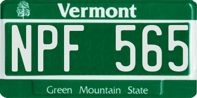 VT license plate NPF565