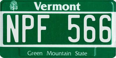 VT license plate NPF566