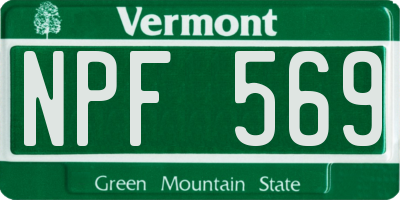 VT license plate NPF569
