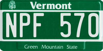 VT license plate NPF570