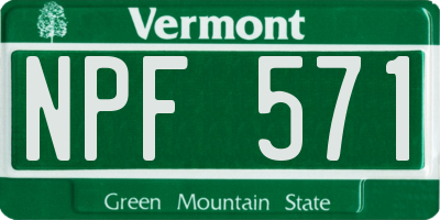 VT license plate NPF571