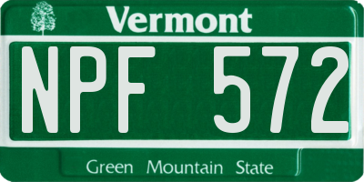 VT license plate NPF572