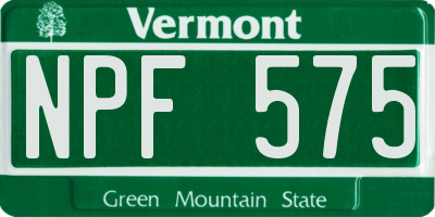 VT license plate NPF575