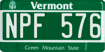 VT license plate NPF576