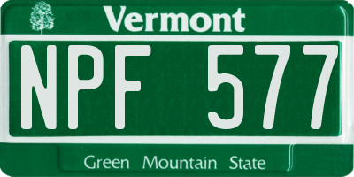 VT license plate NPF577
