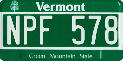 VT license plate NPF578