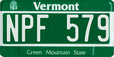 VT license plate NPF579