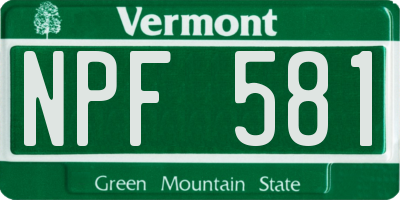 VT license plate NPF581