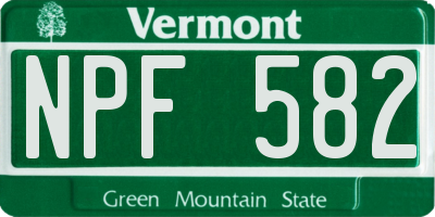 VT license plate NPF582