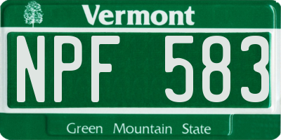 VT license plate NPF583