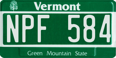 VT license plate NPF584
