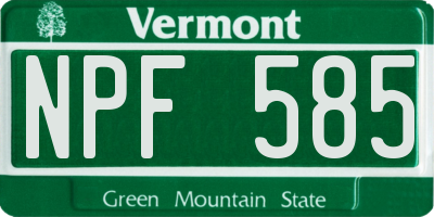 VT license plate NPF585