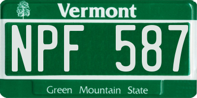 VT license plate NPF587