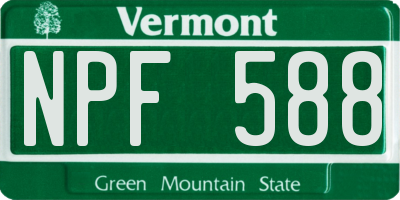 VT license plate NPF588