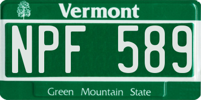 VT license plate NPF589