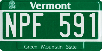 VT license plate NPF591