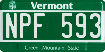 VT license plate NPF593
