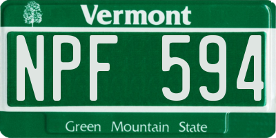 VT license plate NPF594