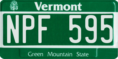 VT license plate NPF595