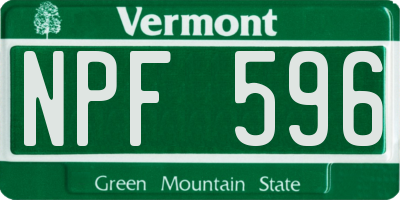 VT license plate NPF596