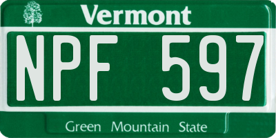 VT license plate NPF597