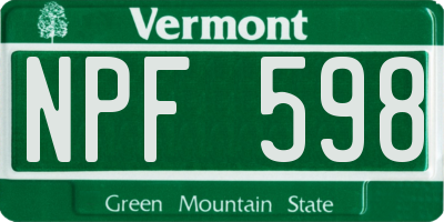VT license plate NPF598