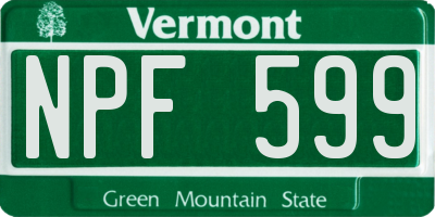 VT license plate NPF599