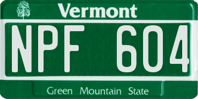 VT license plate NPF604