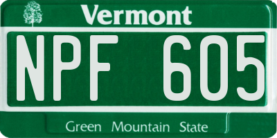 VT license plate NPF605