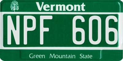 VT license plate NPF606