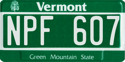 VT license plate NPF607