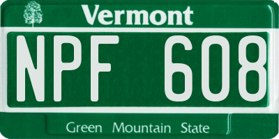 VT license plate NPF608