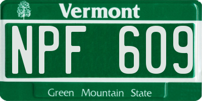 VT license plate NPF609