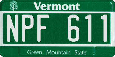 VT license plate NPF611
