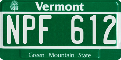 VT license plate NPF612