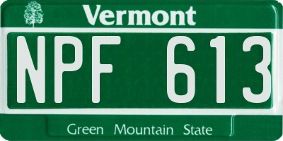 VT license plate NPF613