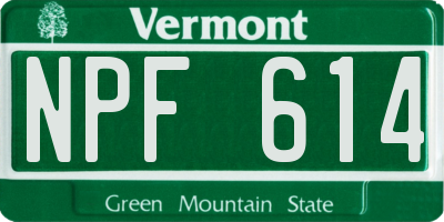 VT license plate NPF614