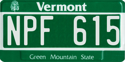 VT license plate NPF615
