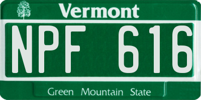 VT license plate NPF616