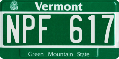 VT license plate NPF617